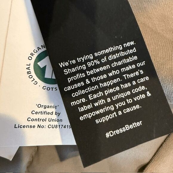 NEW! NINETY PERCENT Organic Cotton Crop Crew Button Neck Top Pebble OverSized XS - Picture 6 of 14